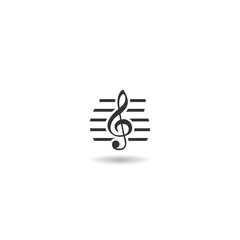 Wall Mural - Music violin clef sign icon with shadow