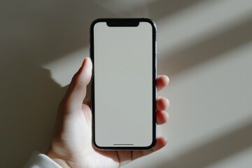 Blank Smartphone Mockup on Hand created with Generative AI