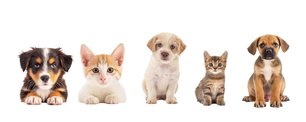 Wall Mural - group of puppies isolated on white