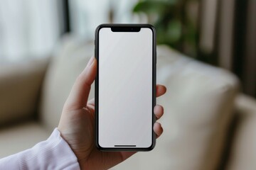 Blank Smartphone Mockup on Hand created with Generative AI