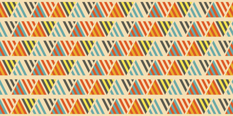 Wall Mural - Colored triangles from stripes. Vector bright geometric and repeating pattern.