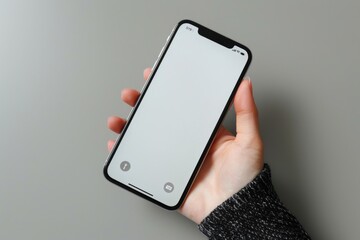 Blank Smartphone Mockup on Hand created with Generative AI