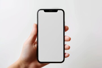 Blank Smartphone Mockup on Hand created with Generative AI