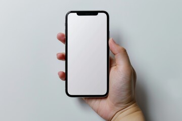 Blank Smartphone Mockup on Hand created with Generative AI