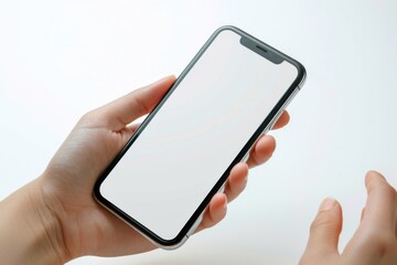 Blank Smartphone Mockup on Hand created with Generative AI