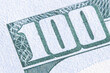 Close up one hundred US Dollar bill. Macro image.