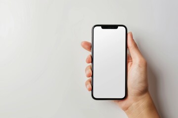 Blank Smartphone Mockup on Hand created with Generative AI