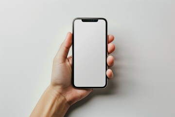 Blank Smartphone Mockup on Hand created with Generative AI