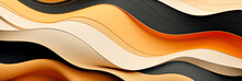 Vibrant Abstract Retro Background - Orange Black Beige Organic Shapes Curves Patterns Illustration