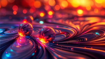 Wall Mural - Background image, balls and glowing spheres