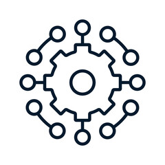 Wall Mural - the concept of collecting and processing multi-channel information. vector linear icon isolated on w