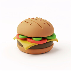 Wall Mural - Hamburger gourmet 3D icon, healthy food concept illustration