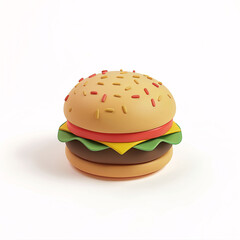 Wall Mural - Hamburger gourmet 3D icon, healthy food concept illustration