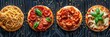 Culinary Innovation: Four Pizza Varieties on a Techno Circuit Board