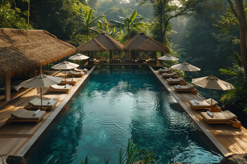 Infinity pool in jungle of Bali.