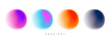 Set of blurred color round shapes. Bright color gradients. Defocused circle stains for creative graphic design. Vector illustration.