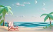 © Lucianastudio - 3D cartoon illustration of lounge beach with summer vibes, copy space.