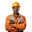 © zetrum - portrait of afro american technical worker arms crossed isolated transparent background