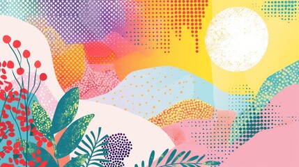 Wall Mural - beautiful mixed abstract illustration for graphic summer and urban background theme