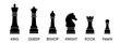 Minimalist vector illustration of chess pieces in solid style