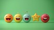 Showcase the playful side of customer rating icons as they participate in a hilarious game of Simon Says, each icon hilariously attempting to outdo the other against a vibrant green background.