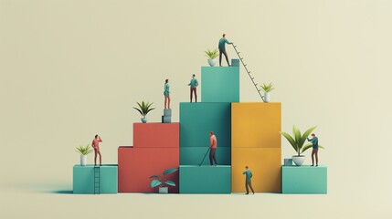 Abstract Corporate Growth Concept with Colorful Blocks