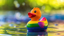Gay Pride Symbol With A Rainbow-colored Rubber Duck