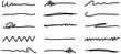 © Mubashir - Pen underline line stroke, marker scribble. Hand drawn mark, brush drawn curve, doodle sketch vector. Pen text underline, handwritten doodle elements, lettering emphasis. Vector illustration