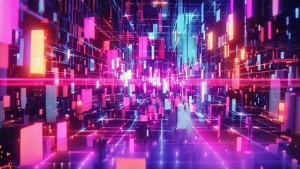 Wall Mural - Abstract background of technology concept with glowing lines and bokeh. Cybernetic journey through futuristic data networks, illuminating the digital web of information communication.
