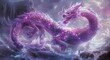 Purple dragon sitting on body of water