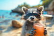 © Atlas - Racoon in sunglasses with cocktail, summer, created with Generative AI technology