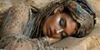surreal desert scene - a beautiful woman sleeping in the sand