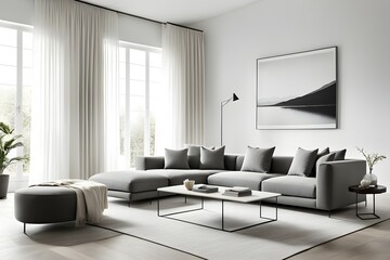 Minimalist living room. furniture has a modern and minimalist design, with a sofa