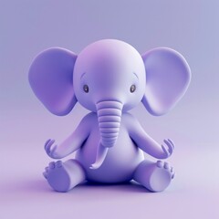 Wall Mural - A 3D cartoon elephant doing yoga, AI Generative