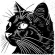 © Nataliia Shelyaga - Hand drawn Cat in linocut textured style. Isolated on white background vector illustration.