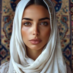 Canvas Print - Eye Catching Muslim Beauty Wearing Traditional Attire, Photo.. Fictional Character Created By Generative AI. 