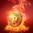 Golden Coin with Flame Icon Illustrate a 3D icon of a golden dollar coin surrounded by flames, representing hot investment opportunities, AI Generative