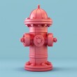 Illustrate a 3D fire hydrant in pastel red, AI Generative