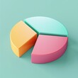 Market Share Pie Icon Illustrate a 3D pie chart with one segment colored differently, indicating a significant market share, AI Generative