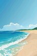 Simple cartoon serene beach with copy space