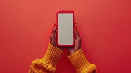 Hand holding smartphone. Perfect for mobile phone app or website design.