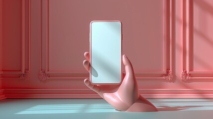 Hand holding smartphone. Perfect for mobile phone app or website design.