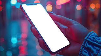 Hand holding smartphone. Perfect for mobile phone app or website design.
