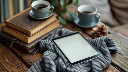 Tablet with blank screen. Perfect for presentation of website design and mockup.