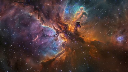 Wall Mural - A breathtaking 4K photo of a nebula, capturing its ethereal beauty and vastness against a clean background.