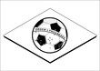 Brazil flag with soccer ball. Football tournament flag. Vector black and white coloring page.