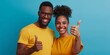 © gunzexx png and bg - Cheerful African American couple smiling and giving thumbs up, symbolizing approval and positivity