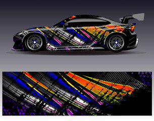 Wall Mural - Car wrap design vector.Graphic abstract stripe racing background designs for vehicle, rally, race, adventure and car racing livery