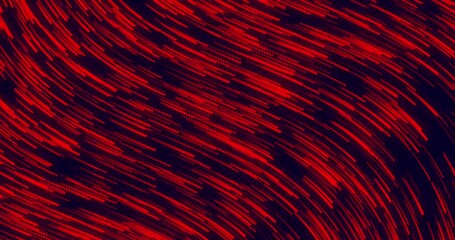 Wall Mural - curve wavy particle lines moving and flowing in one direction. abstract red color particles line mov