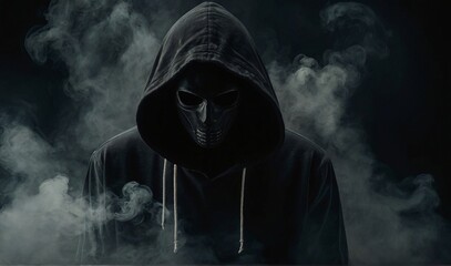 Man in Hood Dark figure on smoke background